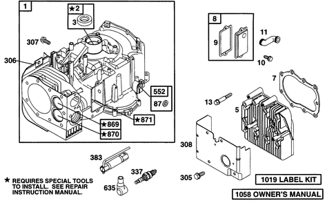 Cylinder, Head Diagram and Parts List for 285707-0670-XX  Briggs and Stratton Engine